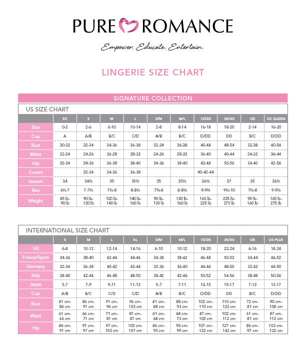 View the Lingerie Sizing Chart